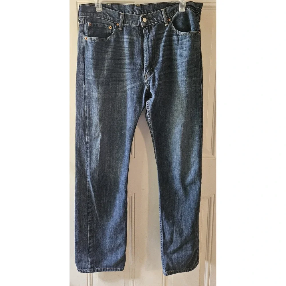 Levi's 505 Regular Fit Jeans Men's‎ 38x34 Blue Medium Wash Straight Leg Denim...